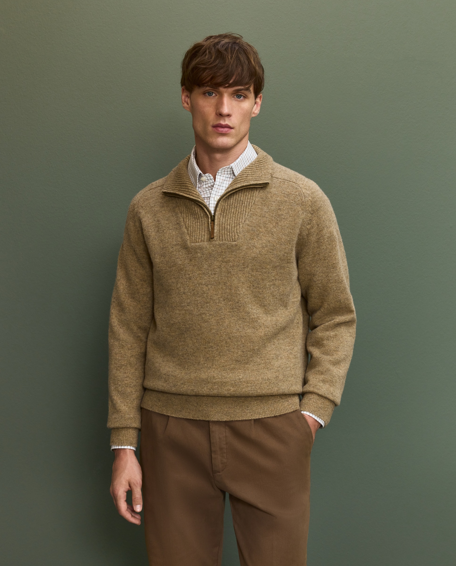 Jersey media cremallera de hombre - Beige Beige-1