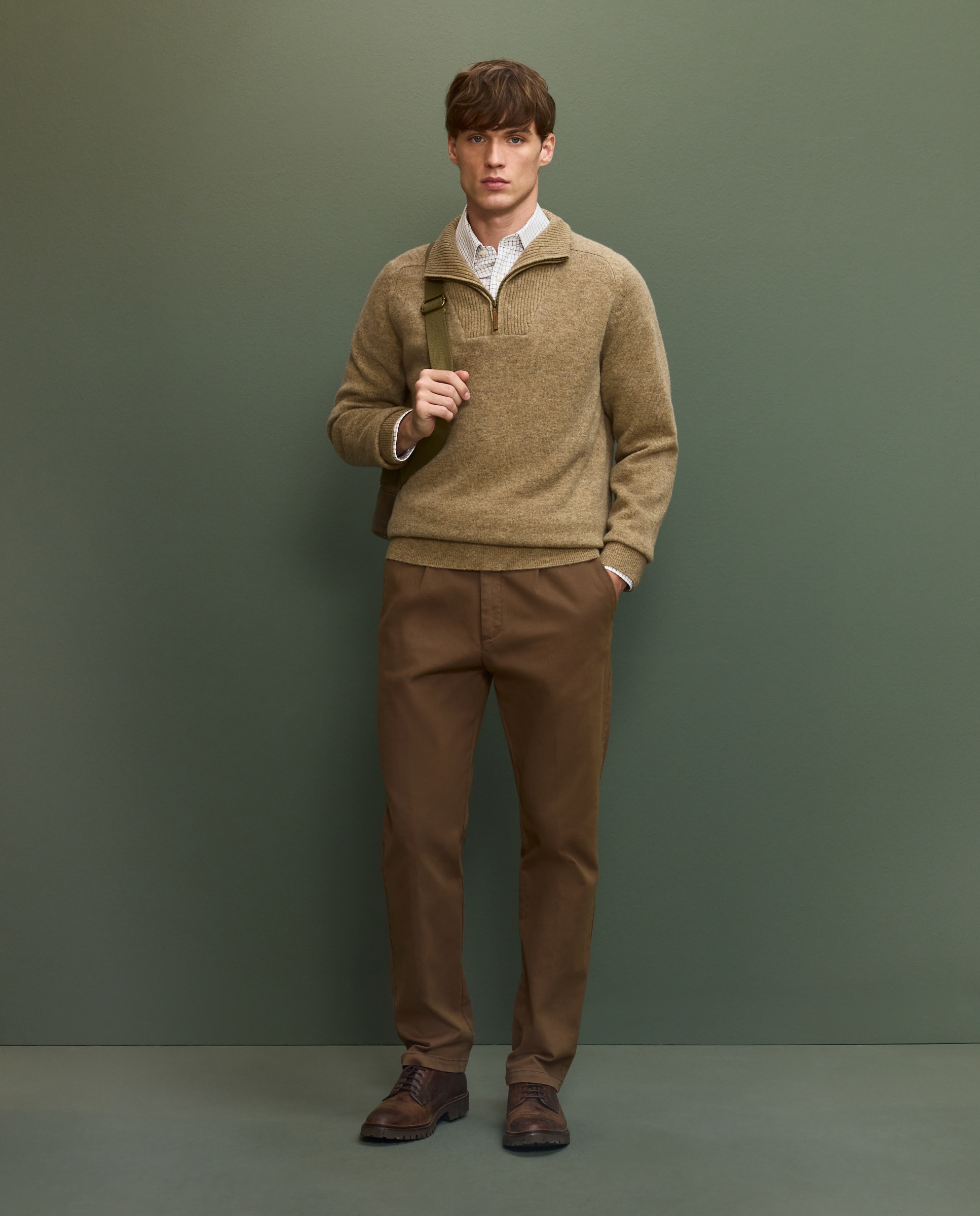 Jersey media cremallera de hombre - Beige Beige-2