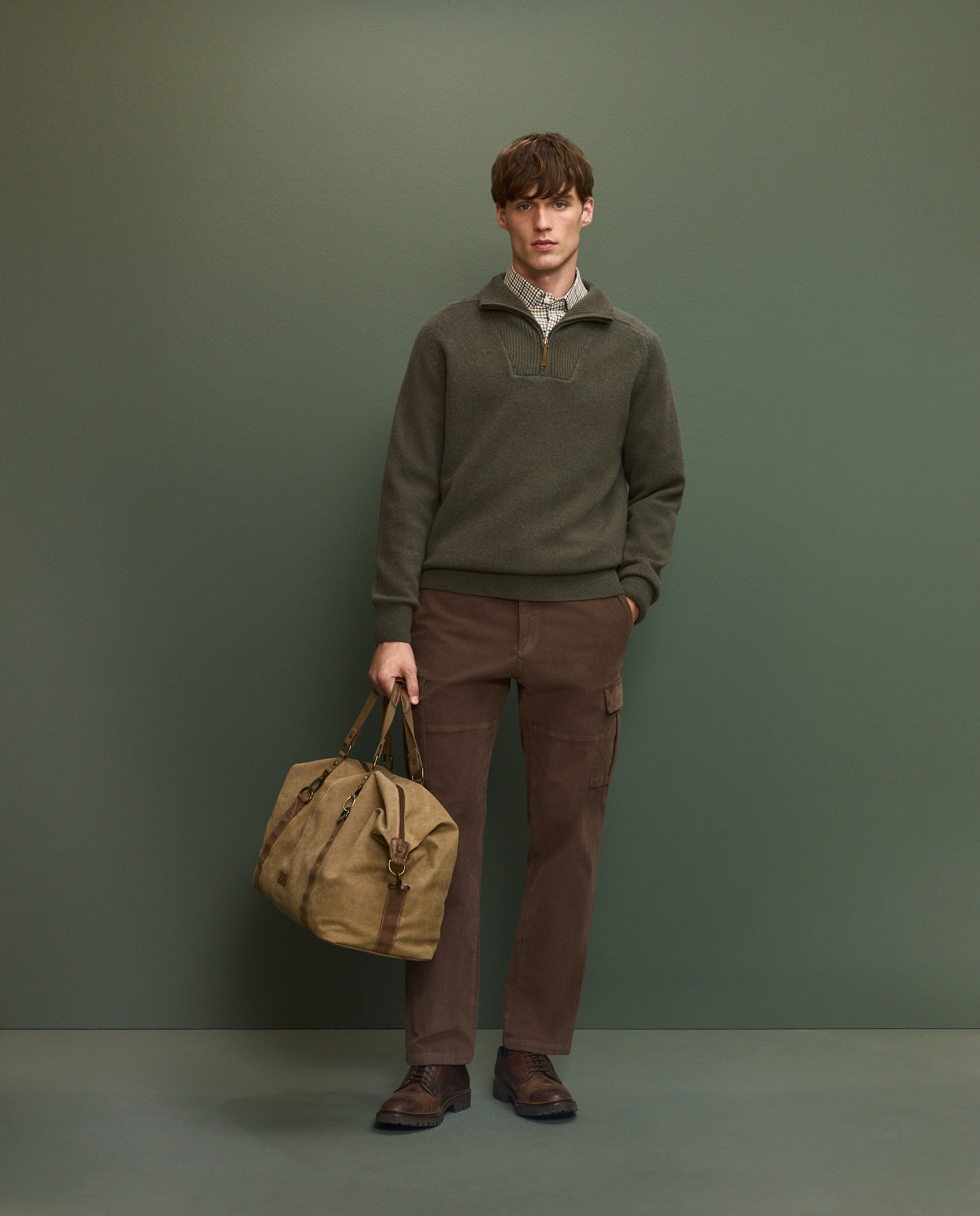 Jersey media cremallera de hombre - Verde Verde-2