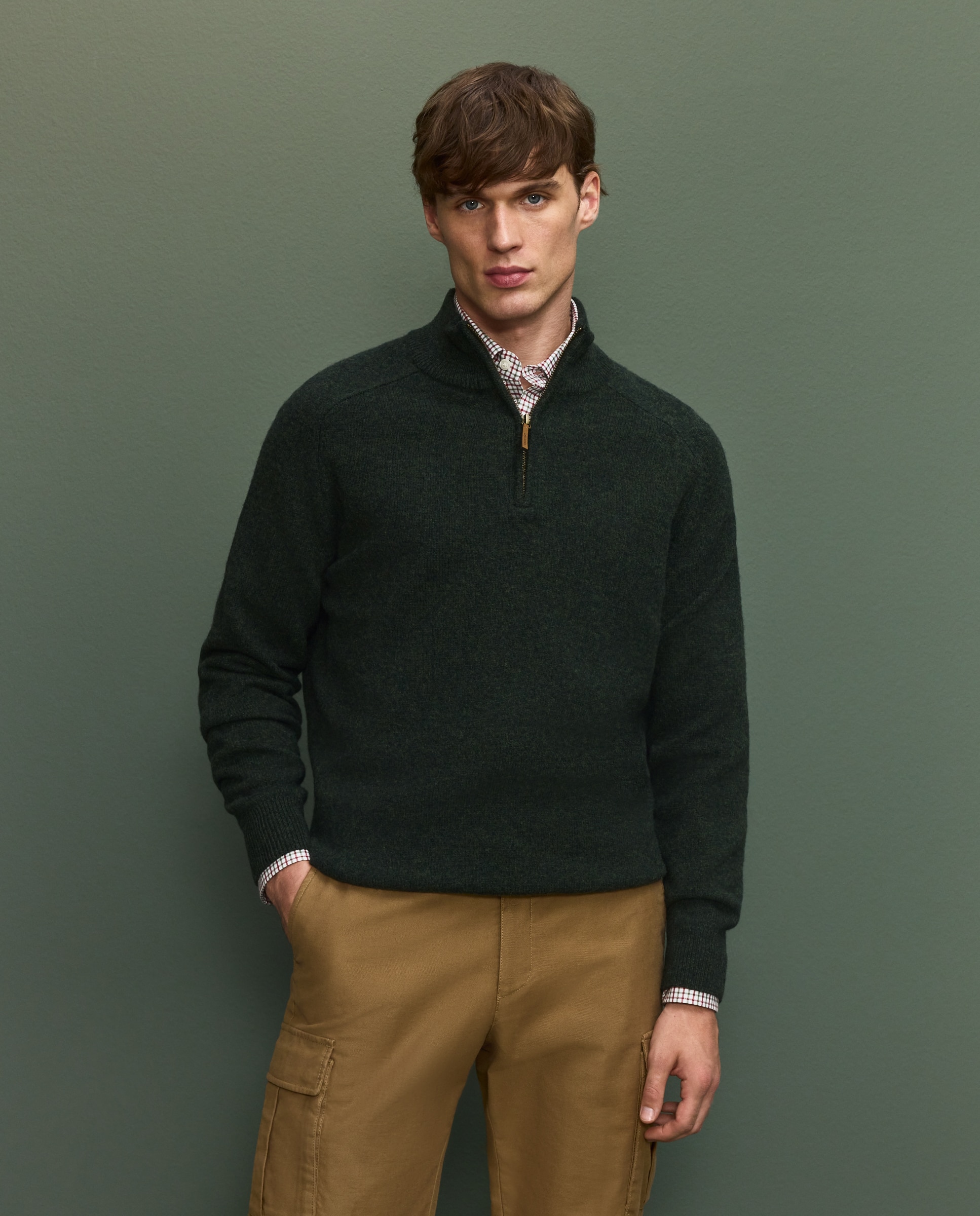 JERSEY MEDIA CREMALLERA HOMBRE - Verde Verde-4