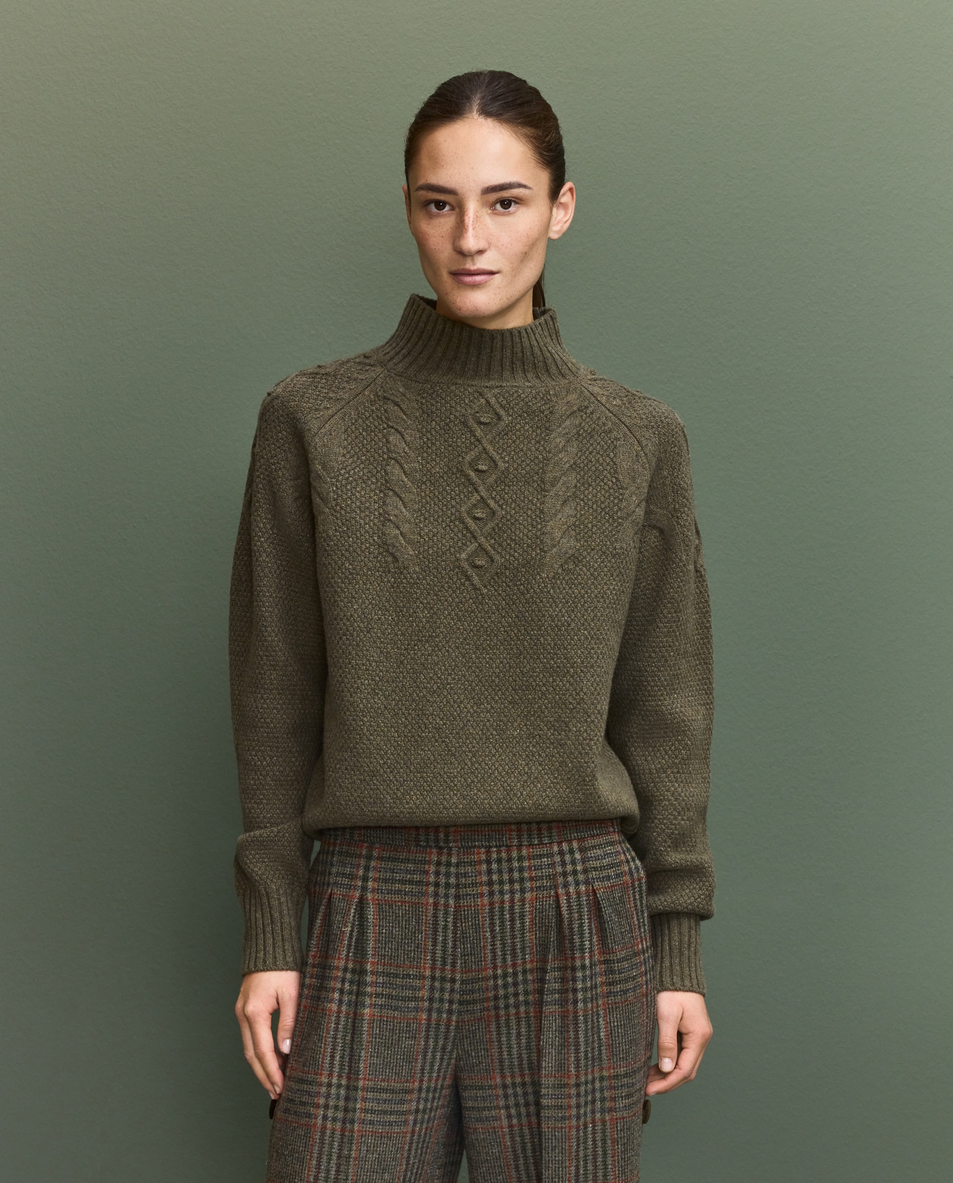 Verhunt Jersey cuello perkins greca mujer Verde