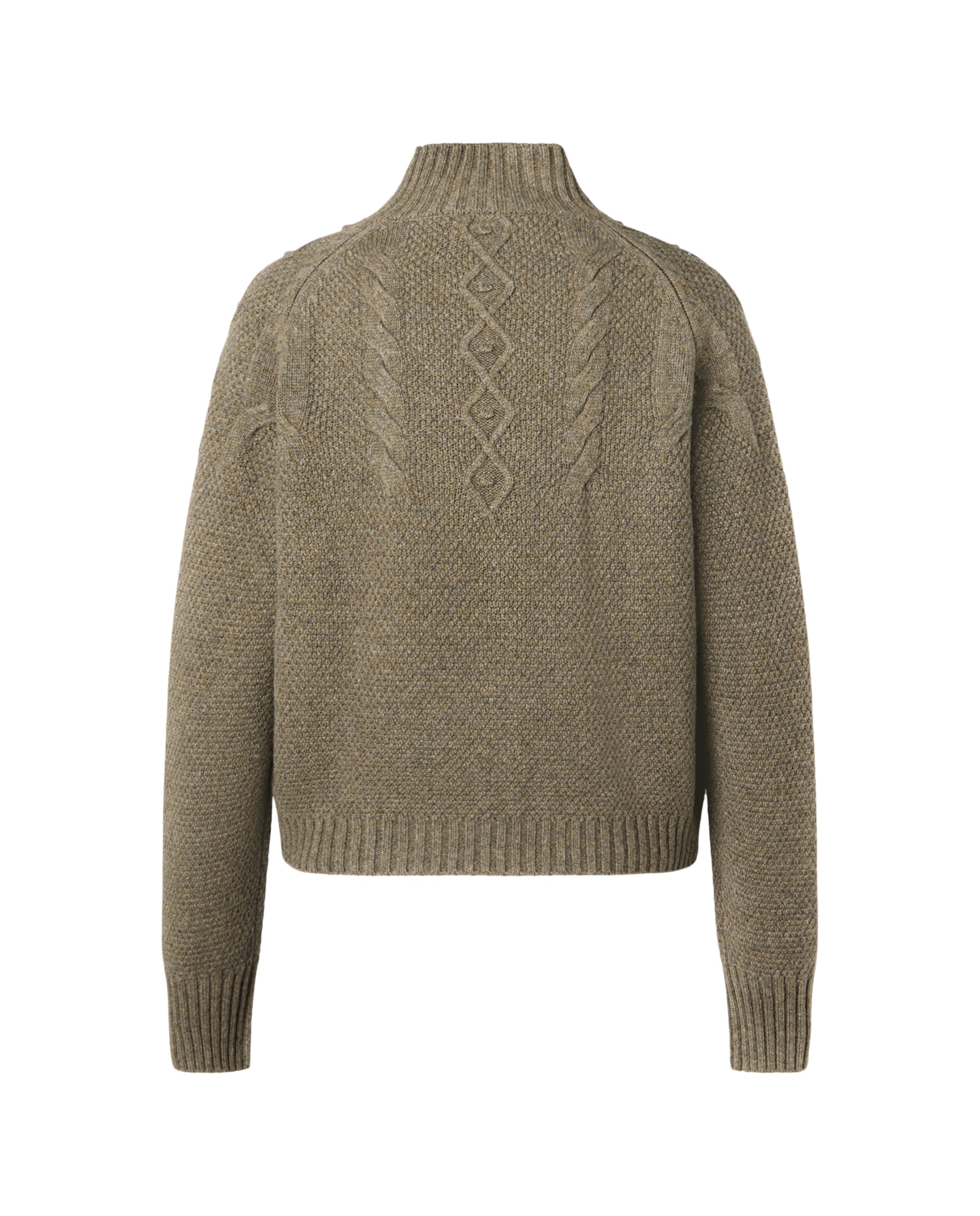 Camisola de Malha de Meia Gola com Rebordo Decorativo Verde-2