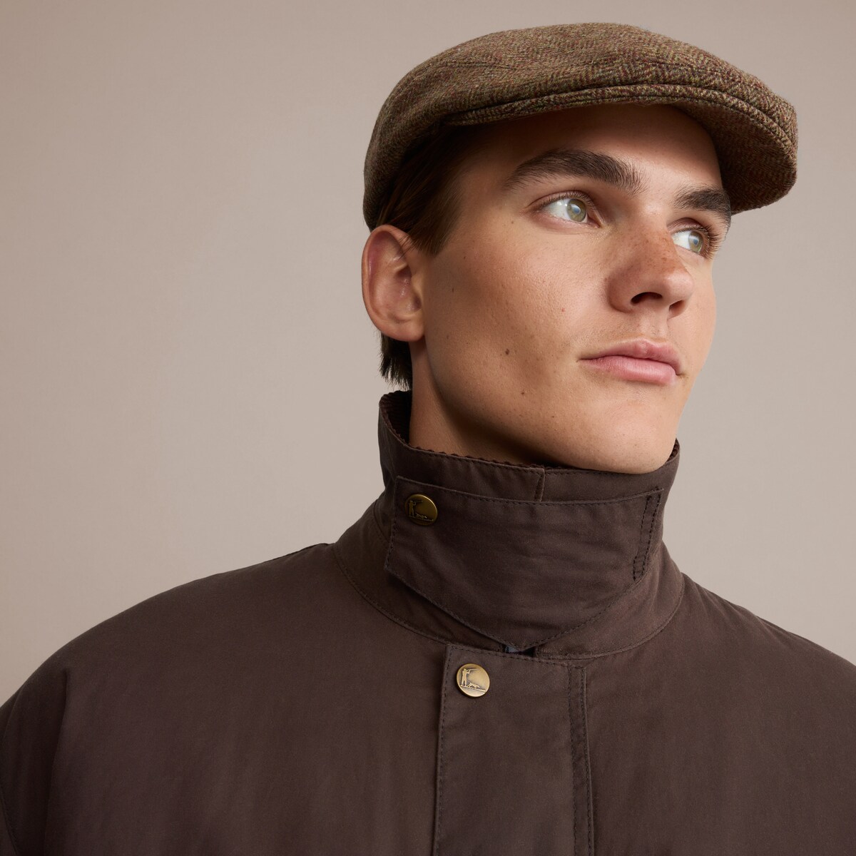 Sobretudo Encerado e Acolchoado Castanho-5