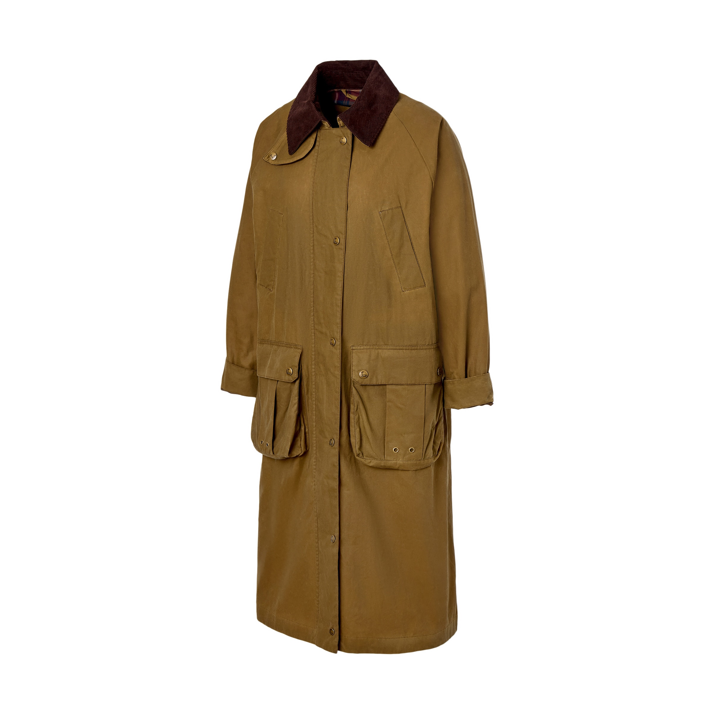 Sobretudo Comprido Encerado de Mulher Castanho-6