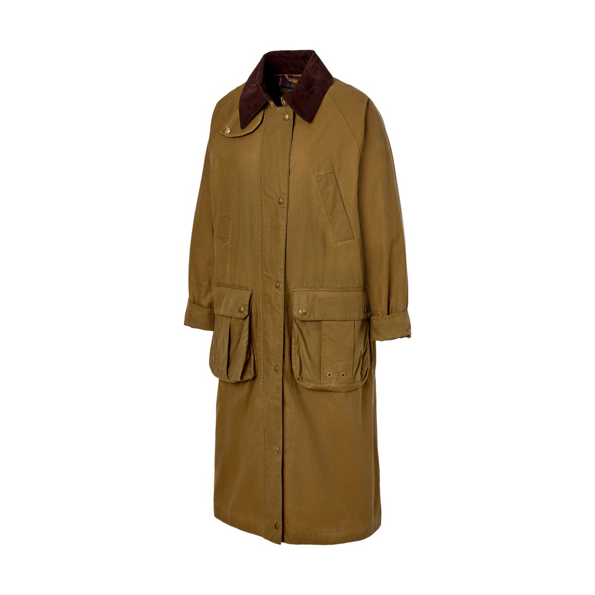 Sobretudo Comprido Encerado de Mulher Castanho-6