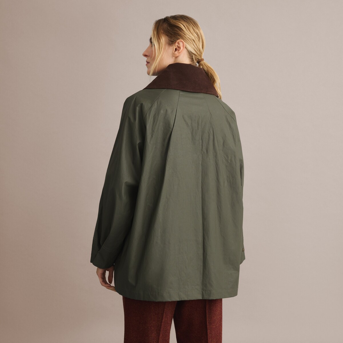 Sobretudo Tipo Capa de Mulher Verde-5