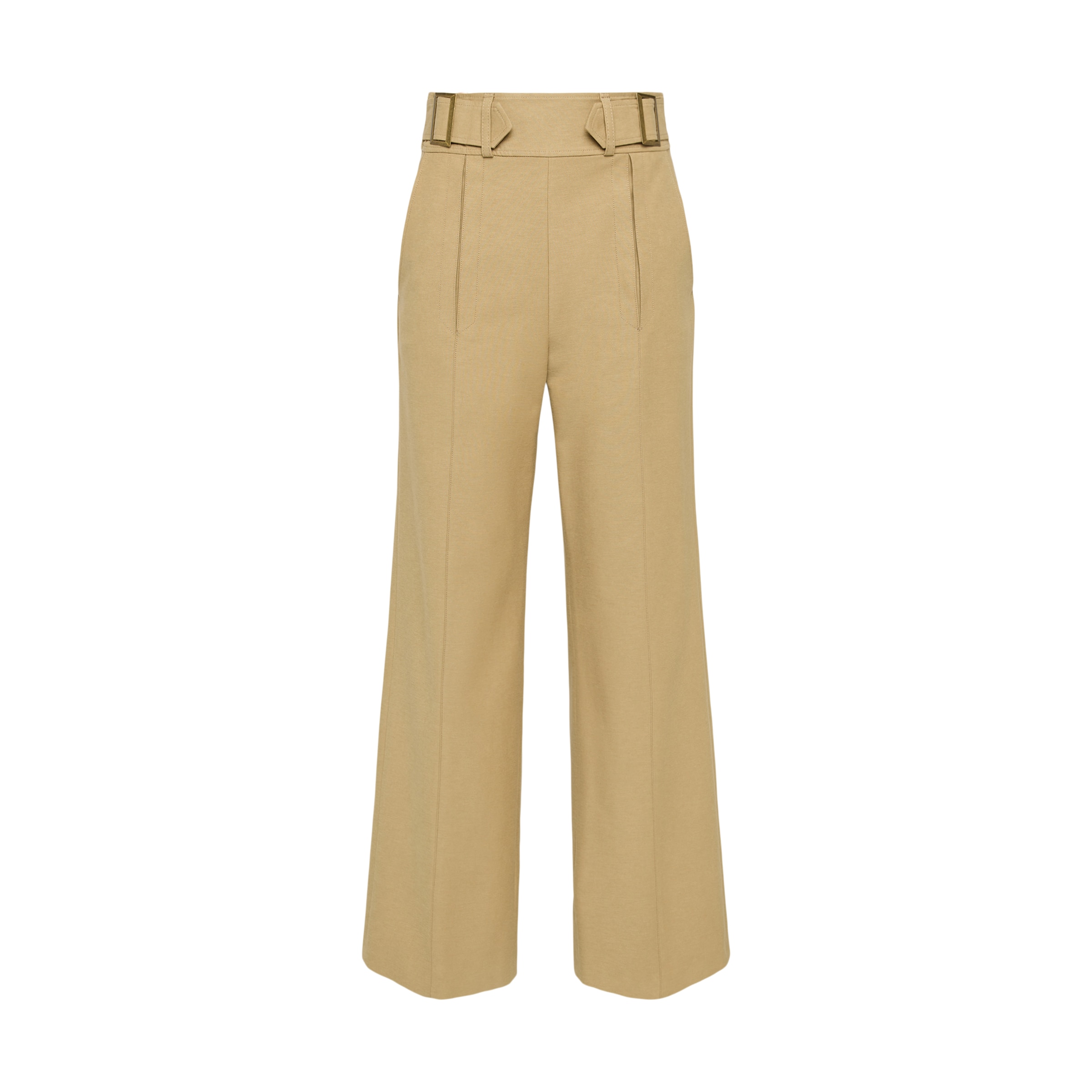 Calças Tencel de Mulher com Fivelas Amarelo-5