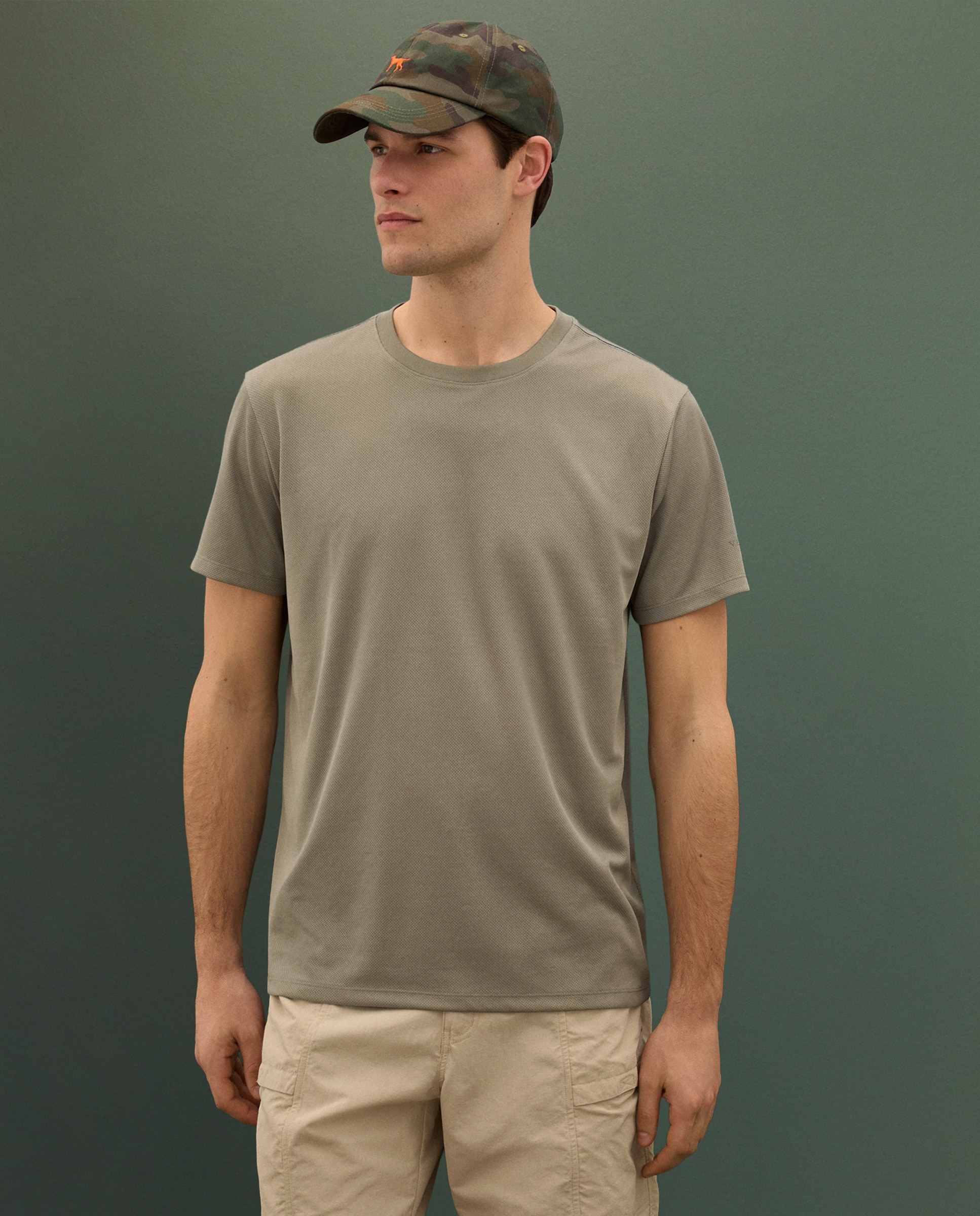 Verhunt Camiseta manga corta básica técnica de hombre Kaki