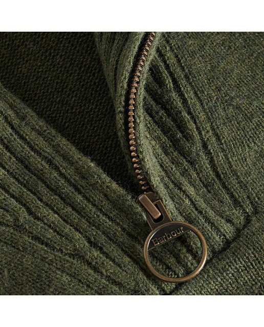 Camisola de Malha Lisa de Homem com Gola em Bico Verde-7