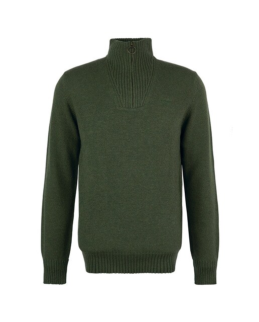 Camisola de Malha Lisa de Homem com Gola em Bico Verde-9