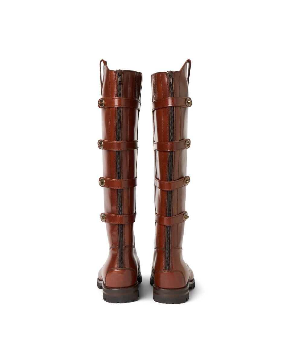 Botas Altas de Campo com Fecho de Colchetes Castanho-6