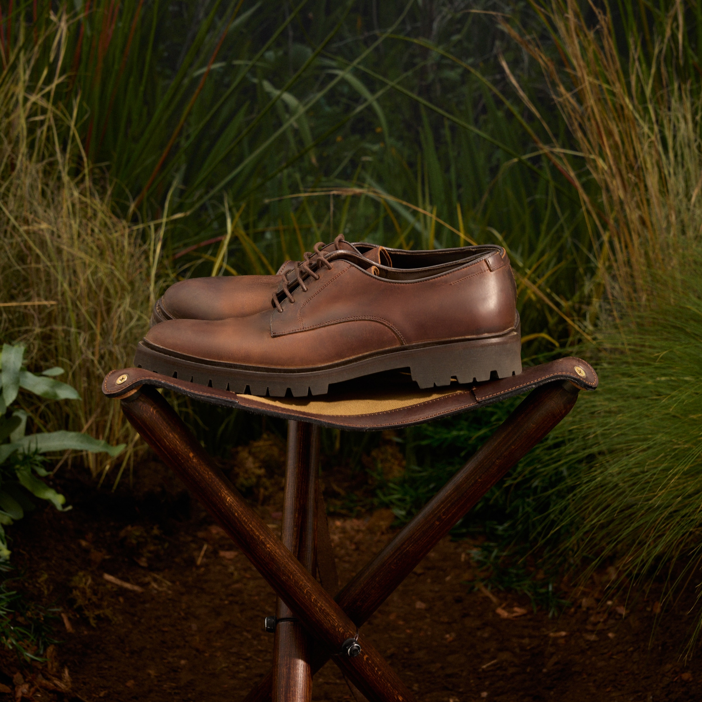 Sapatos de Campo de Homem com Atacadores em Pele e Sola Vibram Castanho-6