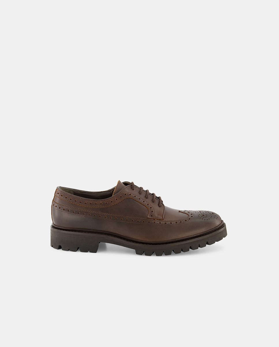 Imagem 0 de Sapatos Perfurados com Atacadores em Pele Encerada