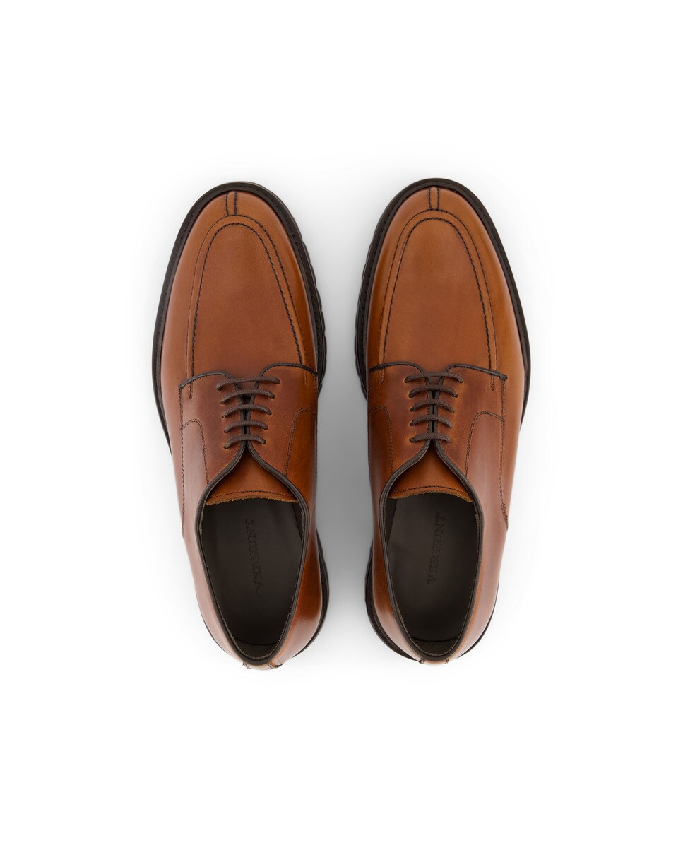 Sapatos de Campo de Homem com Atacadores em Pele e Sola Vibram Castanho-4