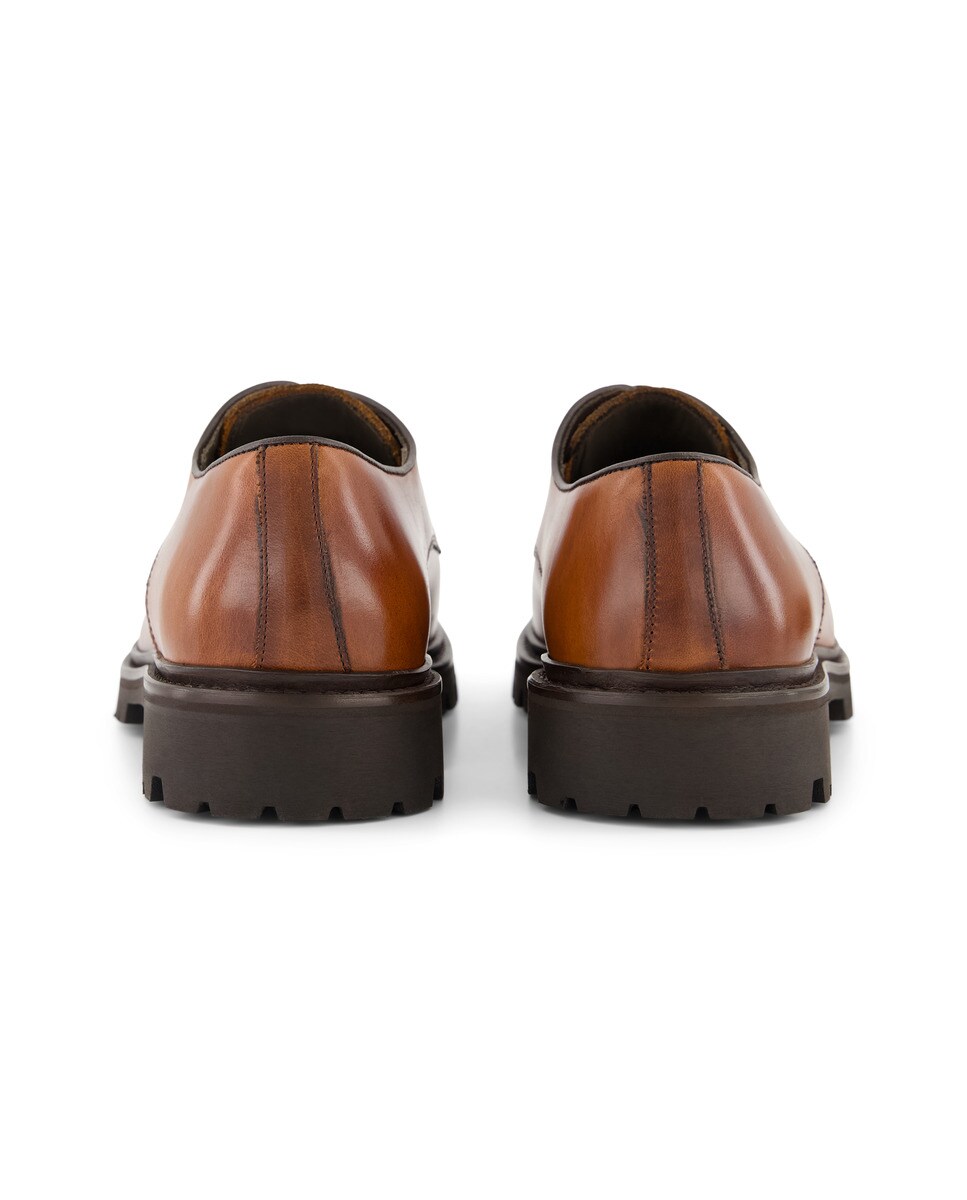 Sapatos de Campo de Homem com Atacadores em Pele e Sola Vibram Castanho-5