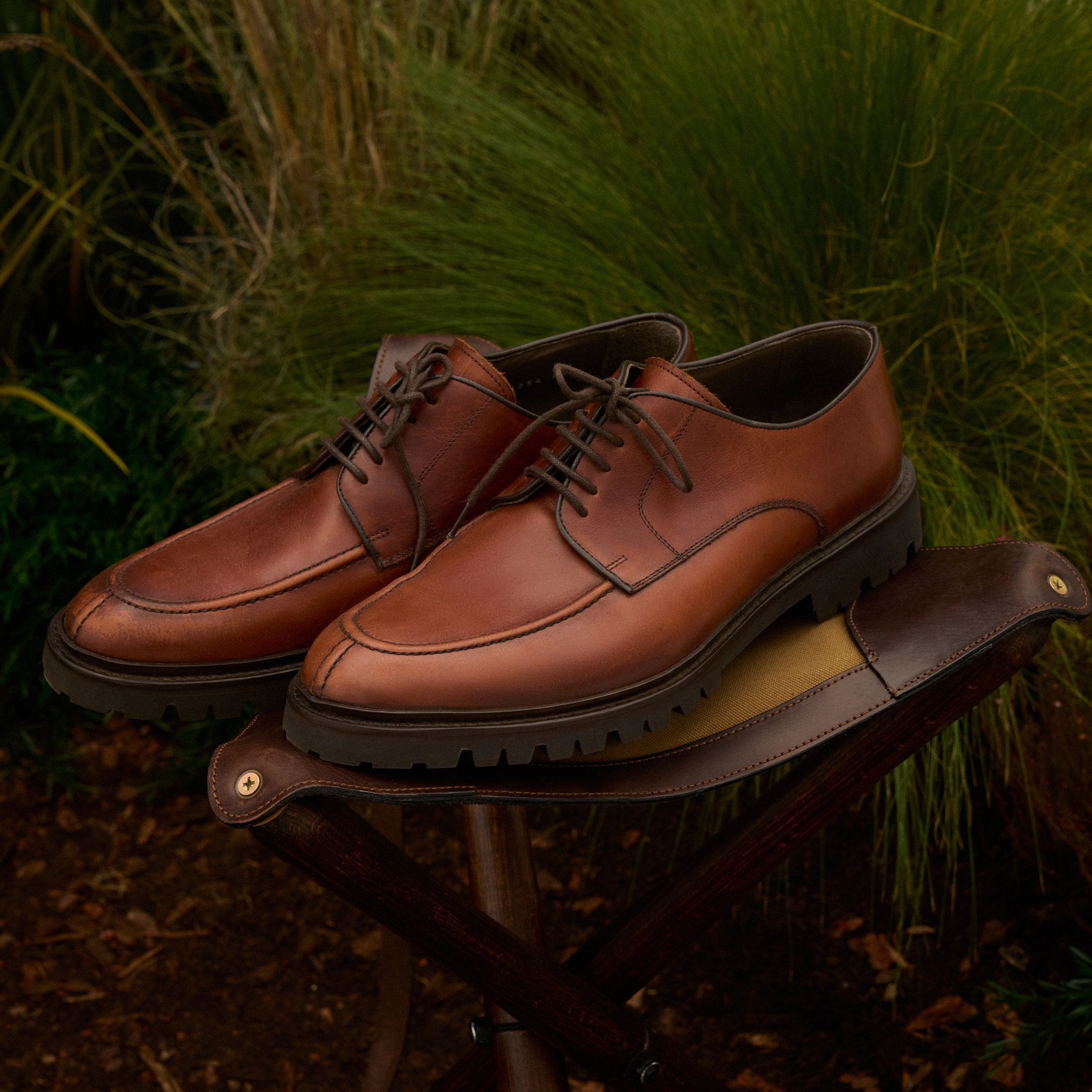 Sapatos de Campo de Homem com Atacadores em Pele e Sola Vibram Castanho-6