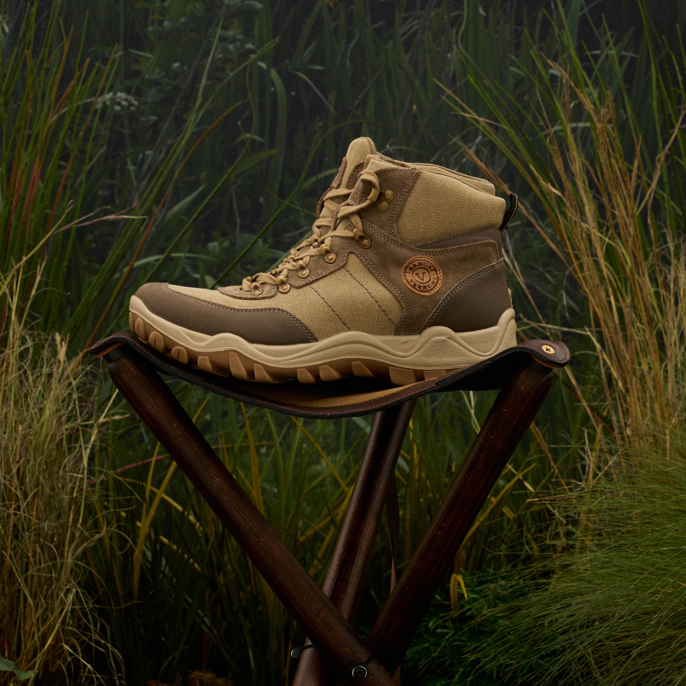 Botas de Campo em Tecido e Croute Taupe-6