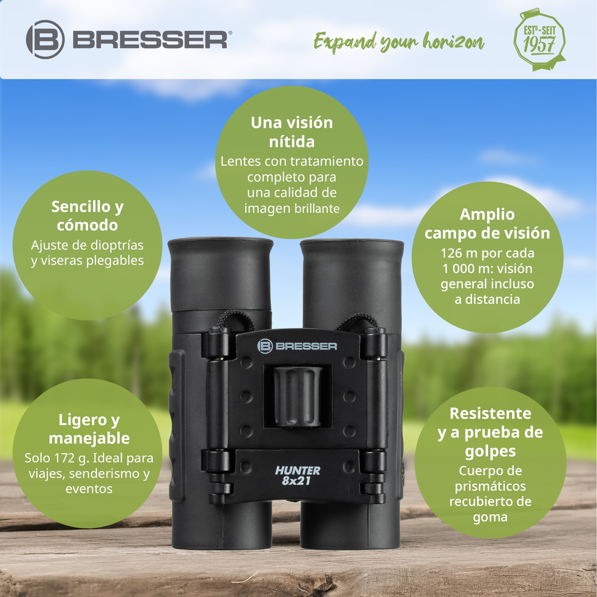 Prismáticos Bresser Hunter 8x21 - Negro Negro-3