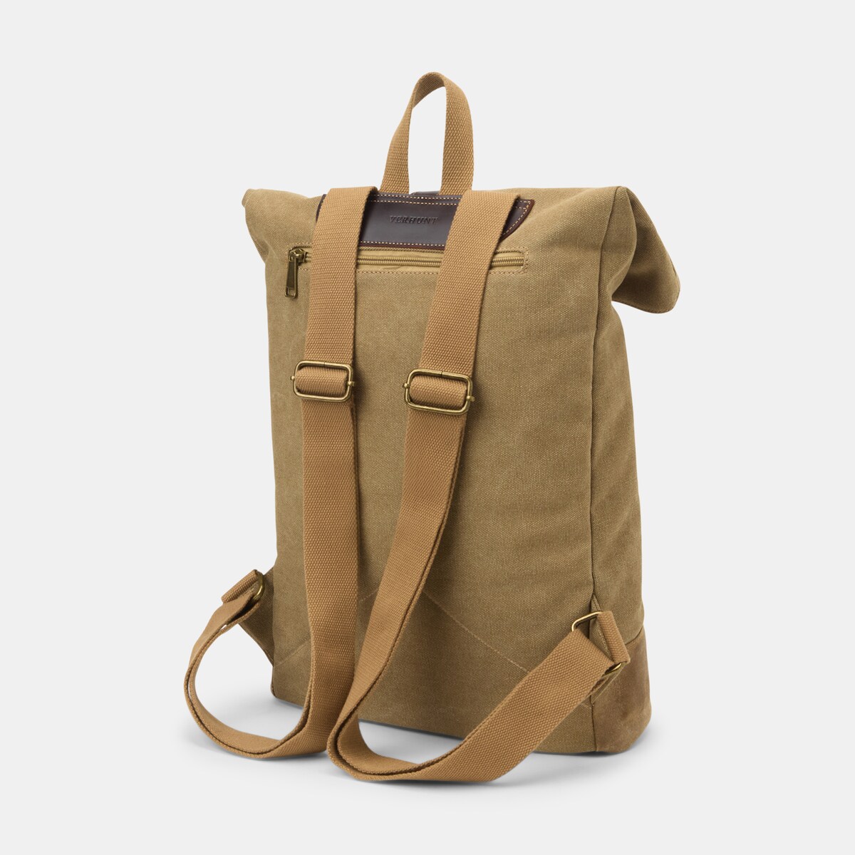 Mochila em Lona e Pele Bege-2