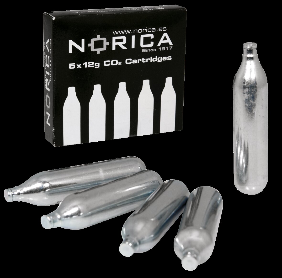 Imagen 0 de Cargas CO2 12 gr (Caja de 5 cargas) Negro