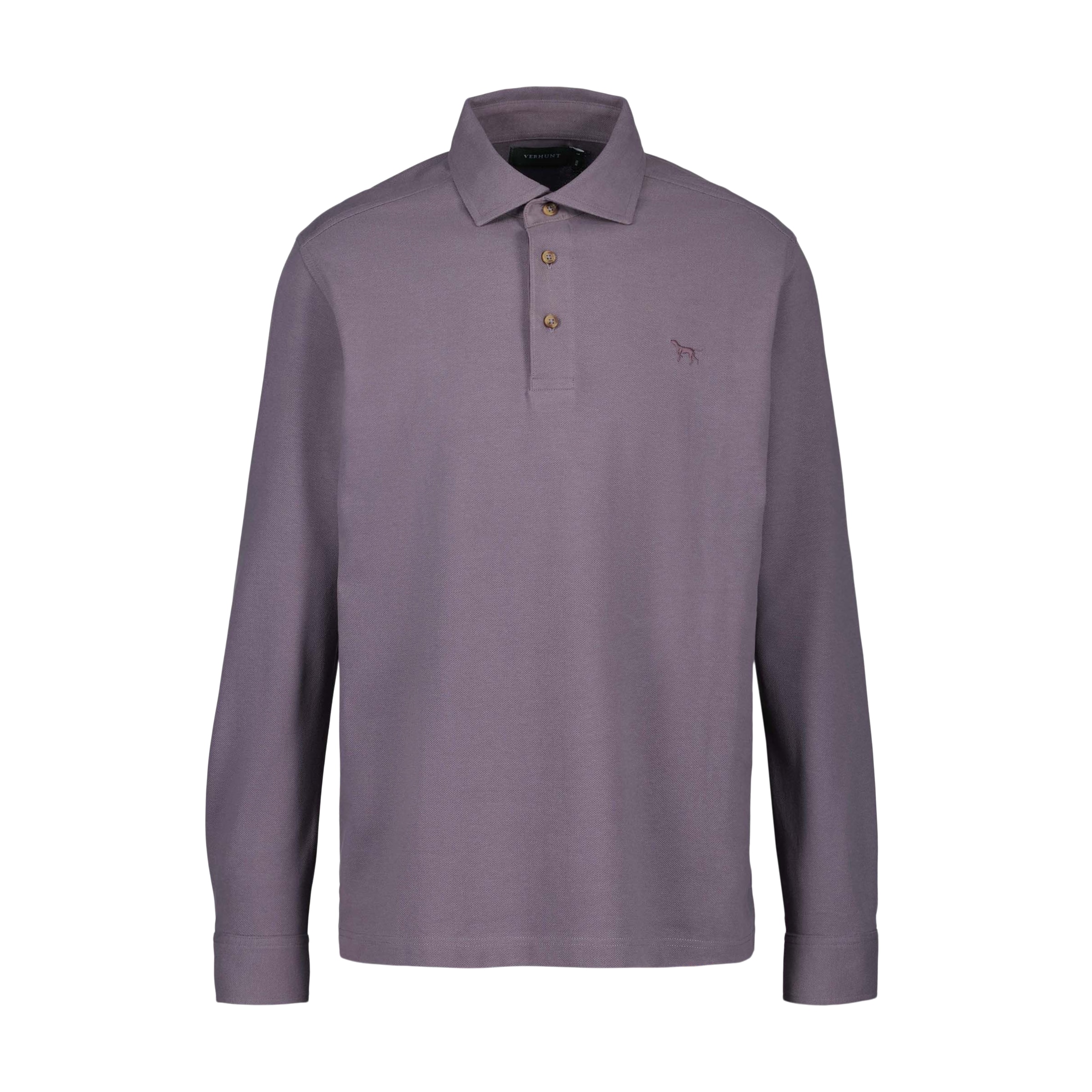 Polo Piqué de Manga Comprida de Homem Lavanda-5