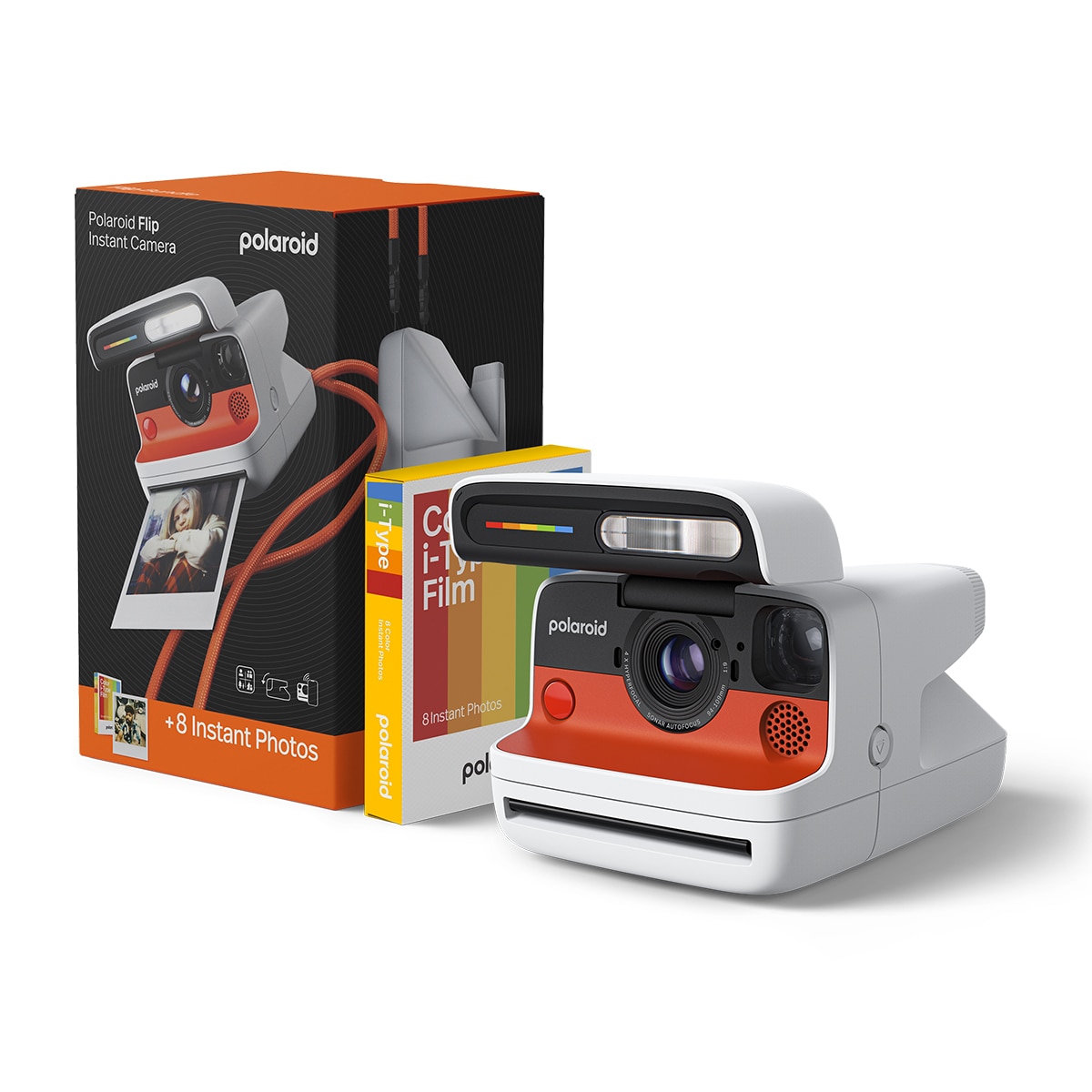 Polaroid - Cámara analógica instantánea Polaroid Flip + Paquete Color i-Type Film 8 fotos.