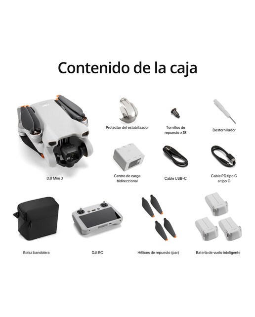 Dron con cámara DJI Mini 3 Fly More Combo con RC (control remoto pantalla) y peso de 248g 6