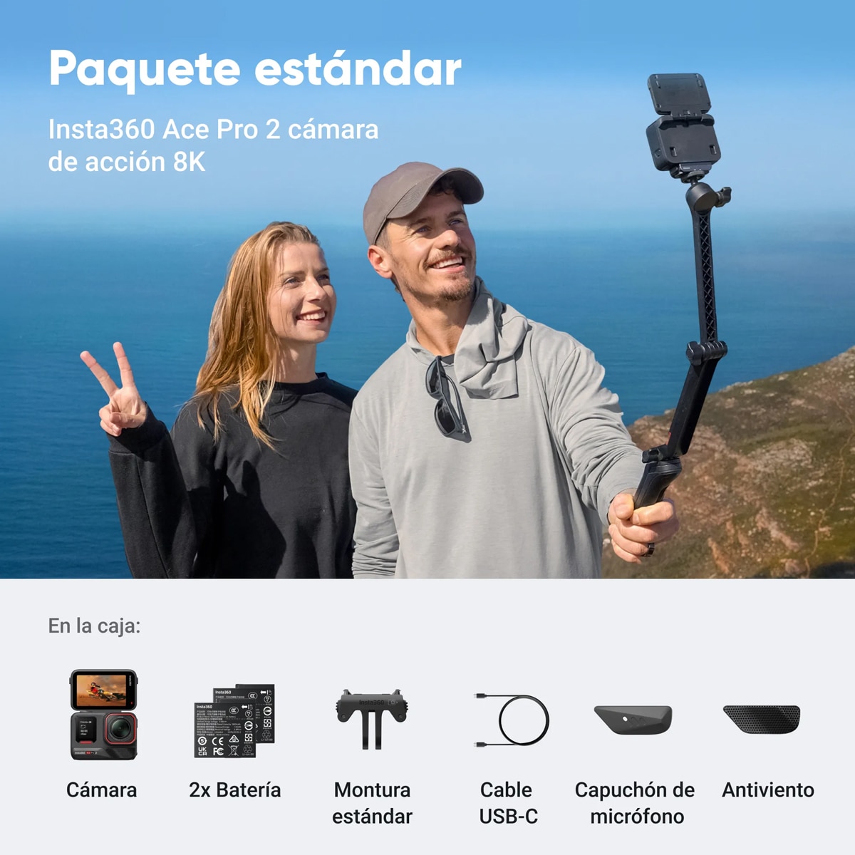 Cámara de acción Insta360 Ace Pro 2 con doble batería Negro-3