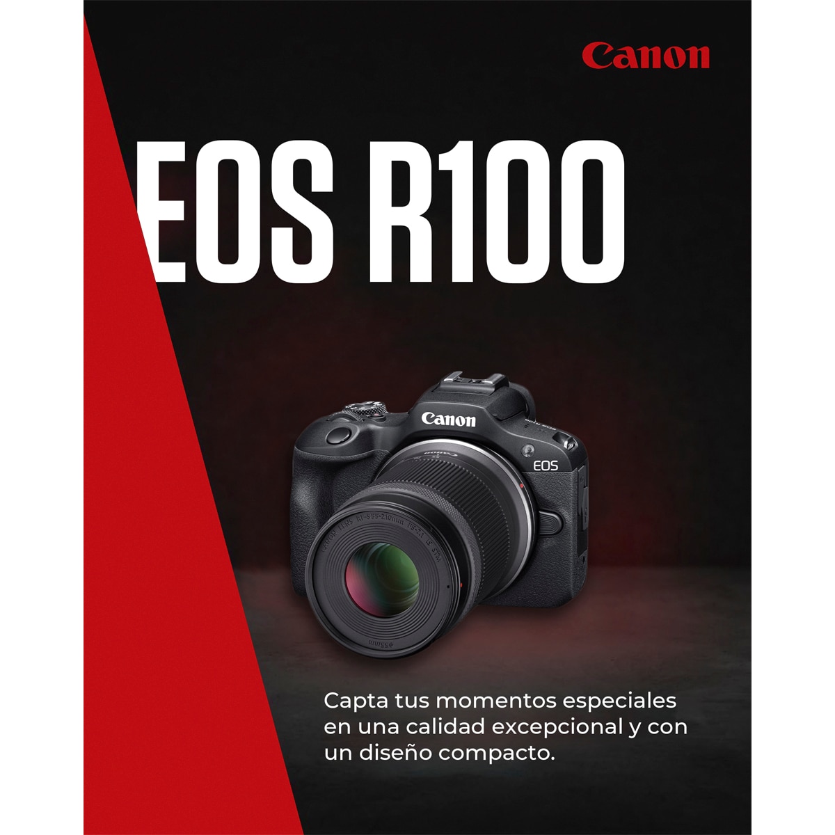 Cámara evil Canon EOS R100 con objetivos RF-S 18-45mm F/4.5-6.3 IS STM  y RF-S 55-210mm F/5-7.1 IS STM Negro-2
