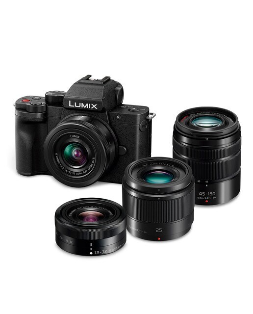 Cámara Micro 4:3 Panasonic Lumix DC-G100D + Objetivos H-FS12032E-K , H-FS45150EKA y H-H025E-K