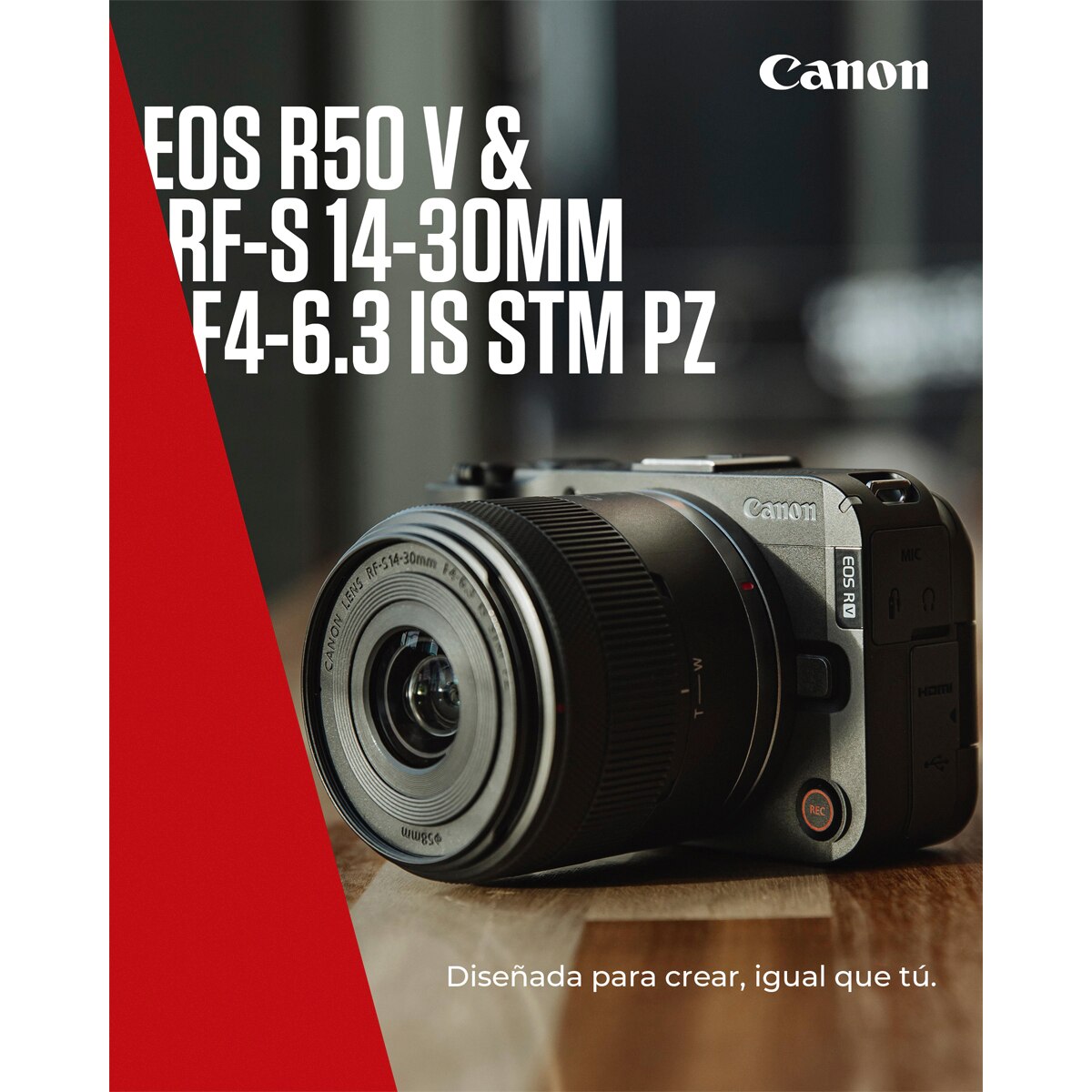 Cámara Evil Canon EOS R50 V con objetivo RF-S 14-30mm F4-6.3 IS STM PZ Negro-2