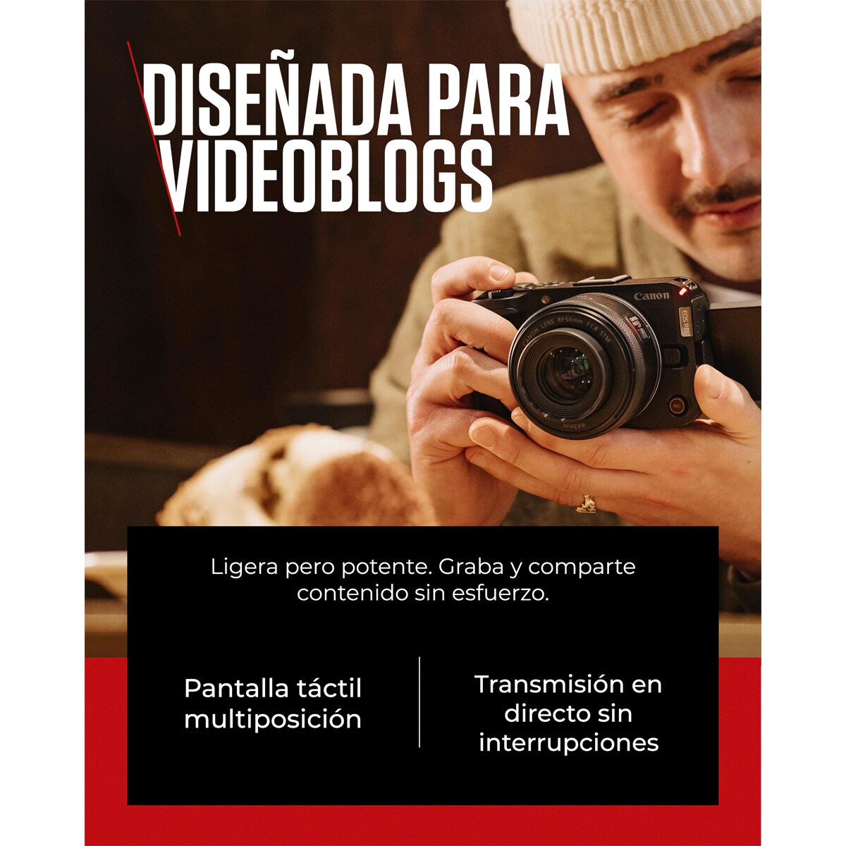 Cámara Evil Canon EOS R50 V con objetivo RF-S 14-30mm F4-6.3 IS STM PZ Negro-6