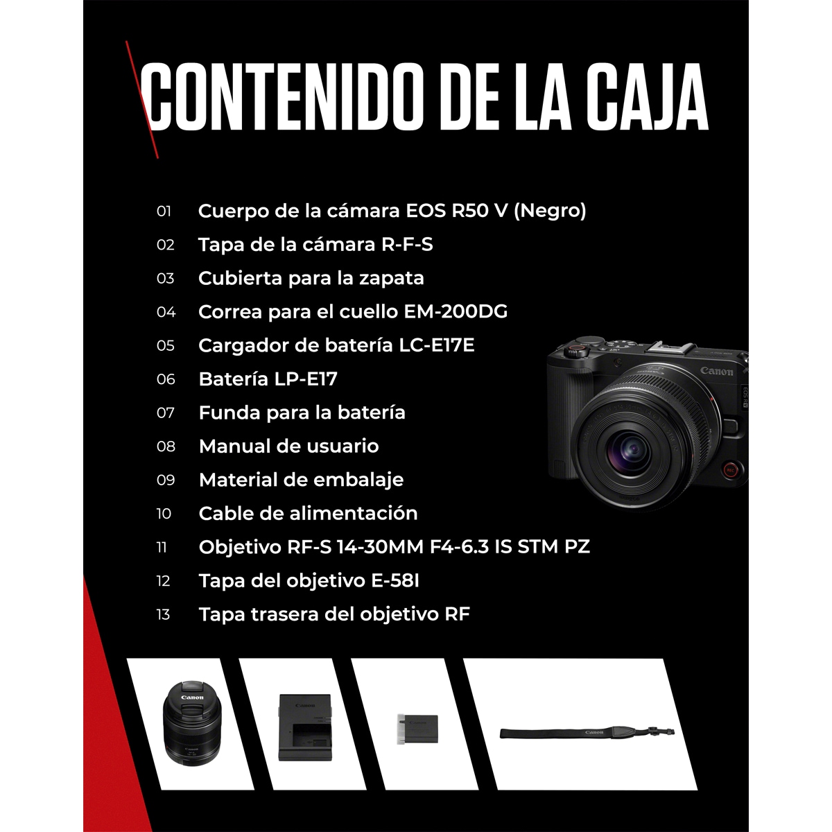 Cámara Evil Canon EOS R50 V con objetivo RF-S 14-30mm F4-6.3 IS STM PZ Negro-9