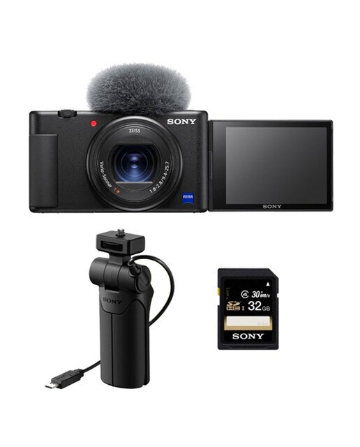 Sony ZV-1 cámara compacta para vlogging con vídeo 4K + Empuñadura VCT-SGR1 + Tarjeta SD 32 GB(ZV1KIT.YE)