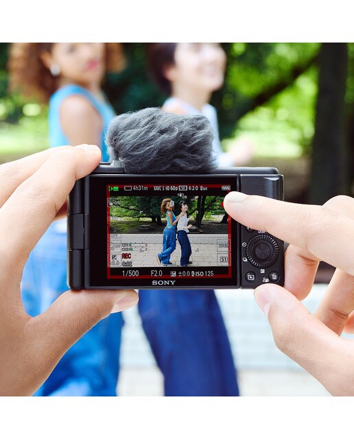 Sony ZV-1F cámara compacta vlogging con objetivo prime ultra gran angular de 20 mm y pantalla LCD de ángulo variable ideal para selfies (ZV1FBDI.EU) - Negro Negro-8