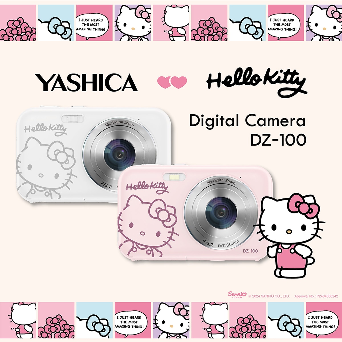Cámara digital compacta Yashica Hello Kitty DZ100 de 5MP Rosa-7