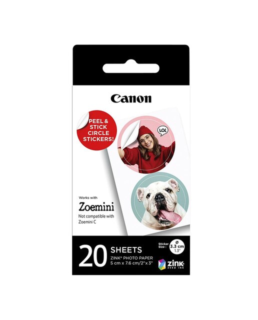 Canon - Papel fotográfico Canon Zinkpaper ZP2030-2C-20 Pegatinas circular.