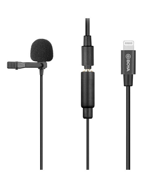 Micrófono de corbata BOYA BY-M2 con clip para iPhone - Negro Negro-1