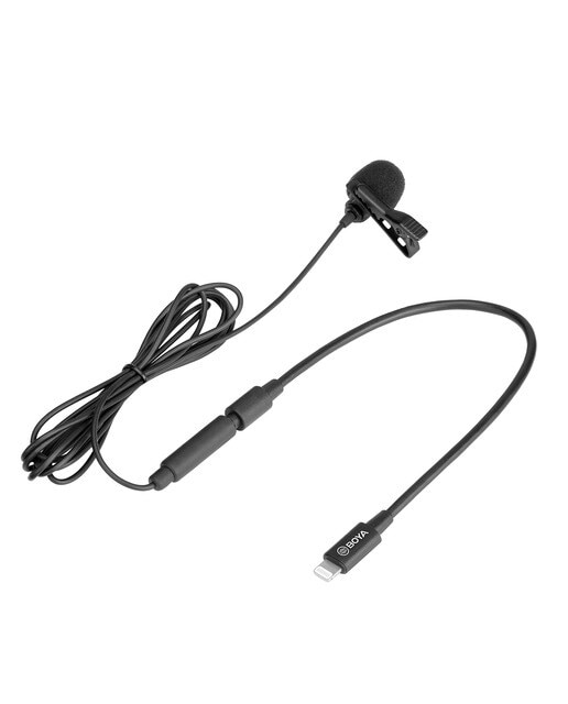 Micrófono de corbata BOYA BY-M2 con clip para iPhone - Negro Negro-6