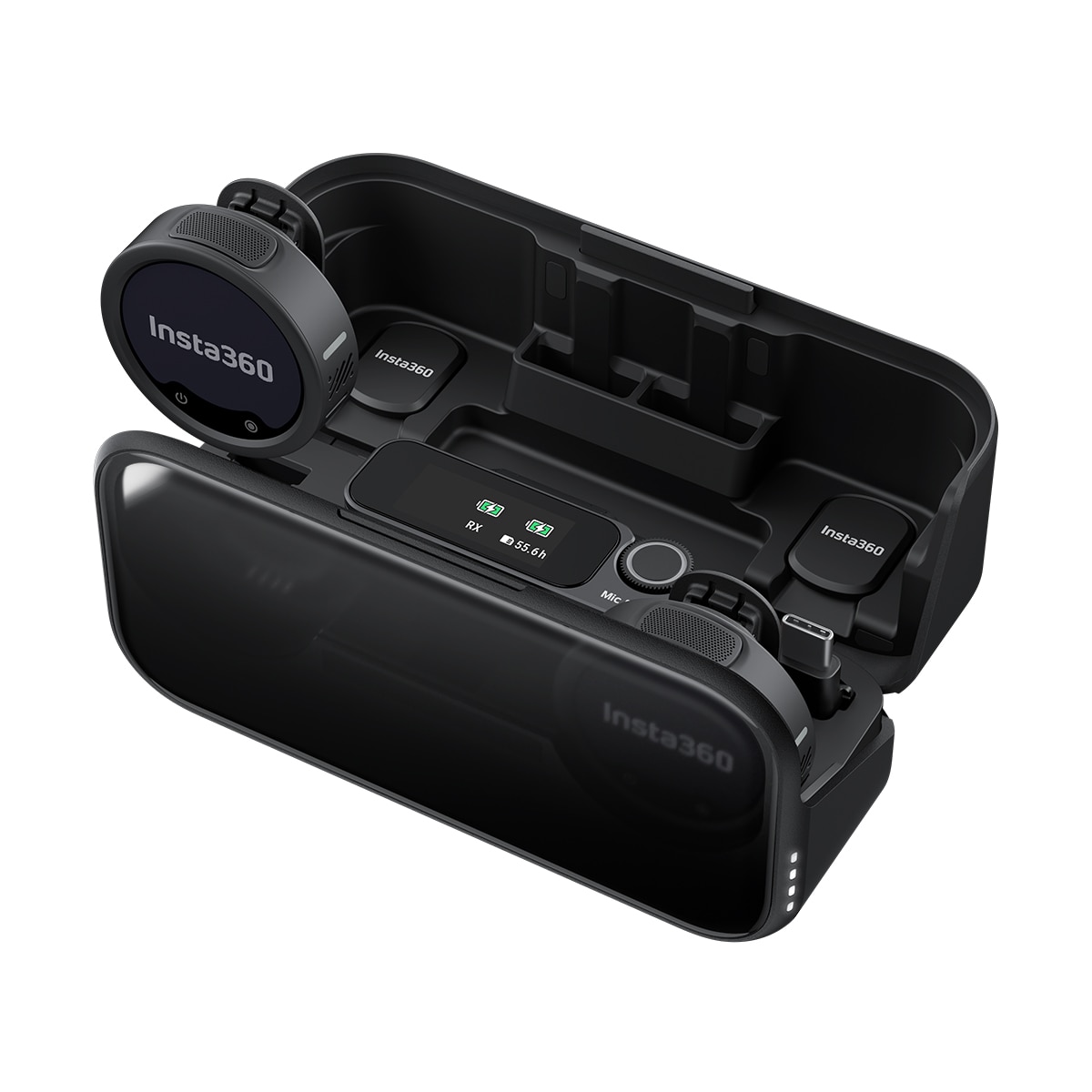 Micrófono inalámbrico insta360 Mic Pro Transmisores + Receptor - Negro Negro-2