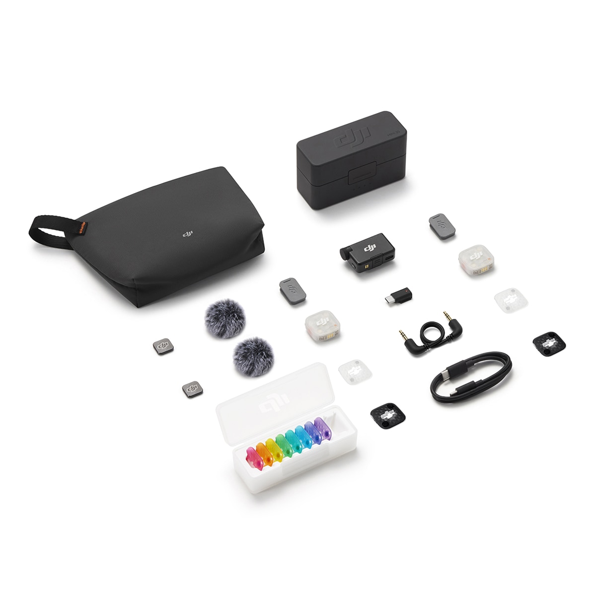 Micrófono - DJI Mic Mini 2S (2 TX + 1 RX Estuche de carga), Cancelación Ruido con IA, 28h Autonomía, 16GB Almacenamiento, Negro
