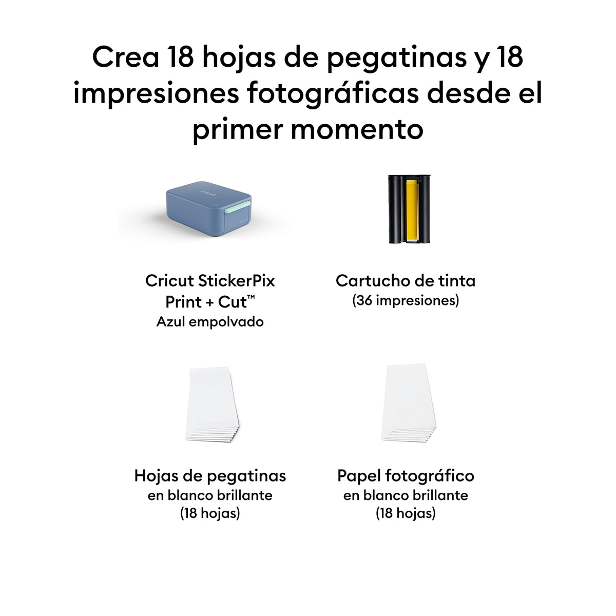 Impresora fotográfica Cricut StickerPix + Cut Essensial Bundle - Azul Azul-8