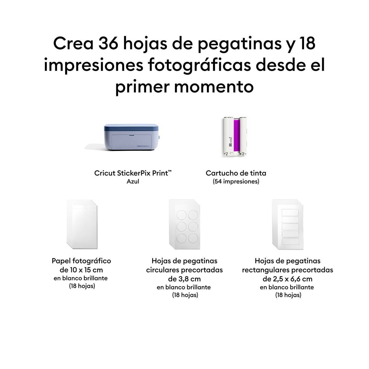 Impresora fotográfica Cricut StickerPix Essential Bundle Azul-8