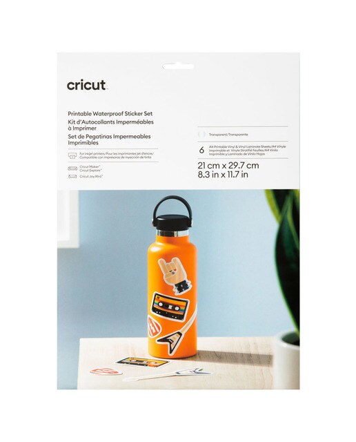 Cricut - Kit vinilos imprimibles transparentes Cricut 5 + 5 Hojas para Joy Xtra.