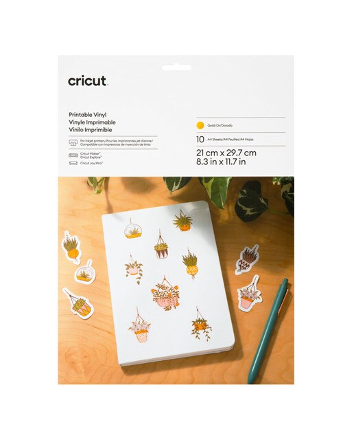 Cricut Silver A4 Vinil Imprimível 10 Folhas para Joy Xtra Dourado-1