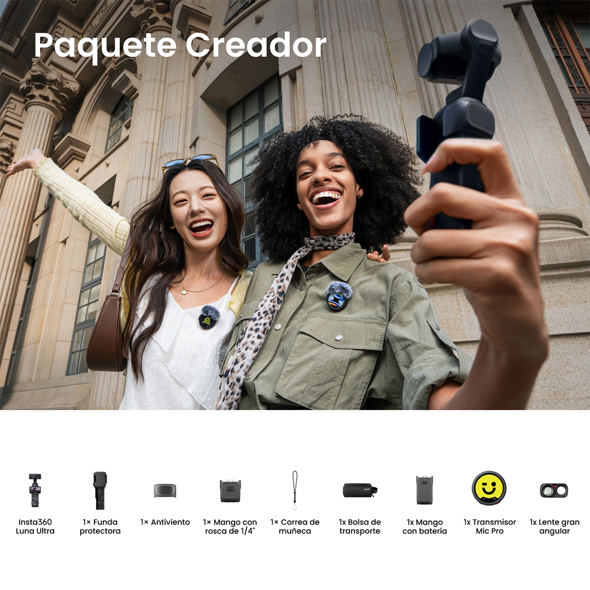Cámara de acción insta360 Luna Ultra Creator Bundle Negro-11