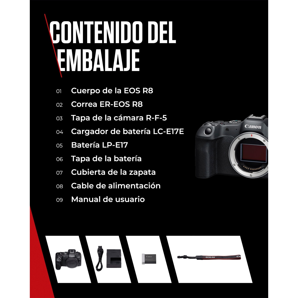 Cámara Evil Canon EOS R8 Cuerpo Negro-7