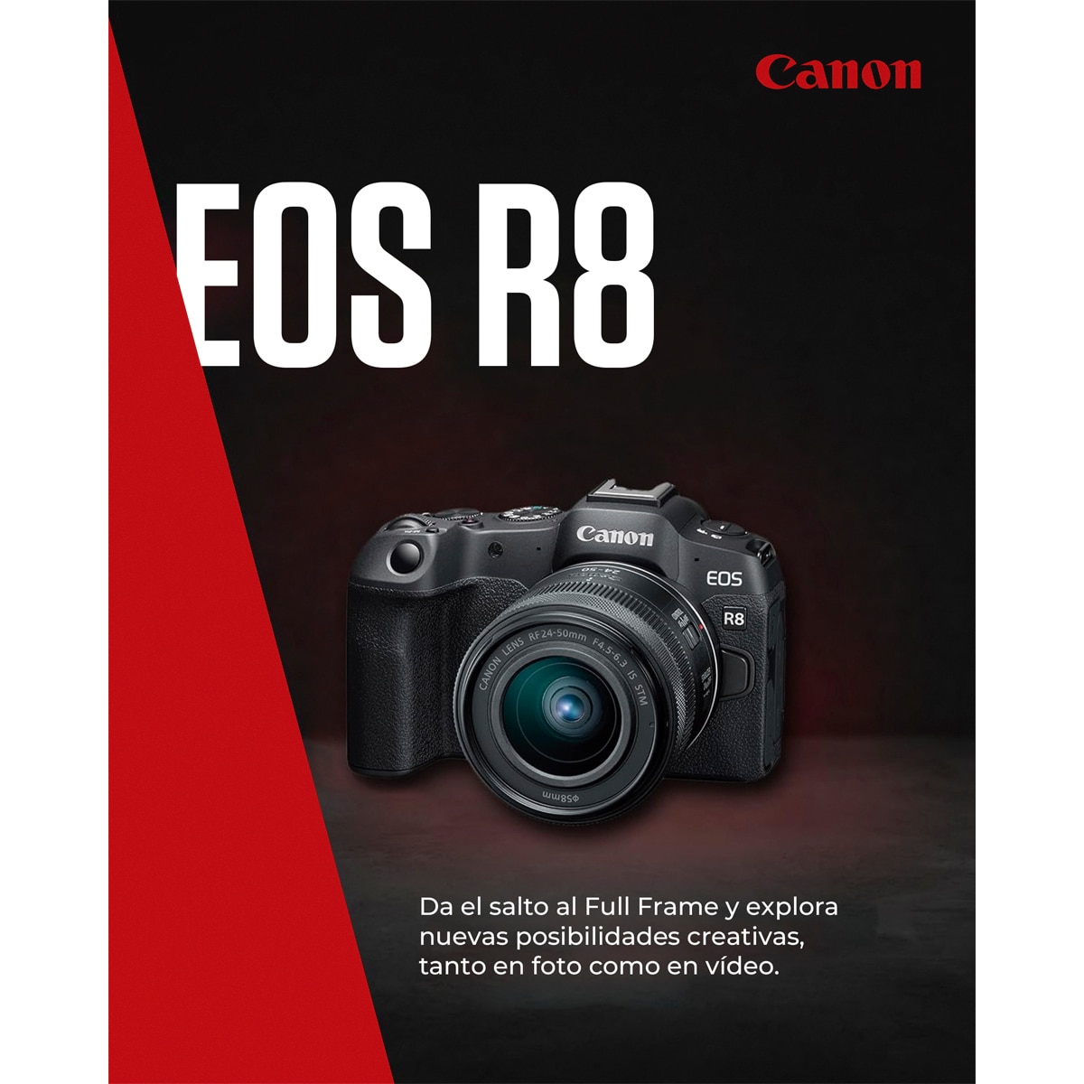 Cámara Evil Canon EOS R8 con Objetivo RF 24-50mm F4.5-6.3 IS STM Negro-2