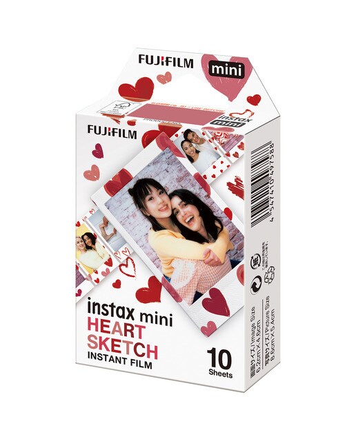 Carga Fujifilm Instax Mini Hearts Sketch 10 folhas Branco / Vermelho-1
