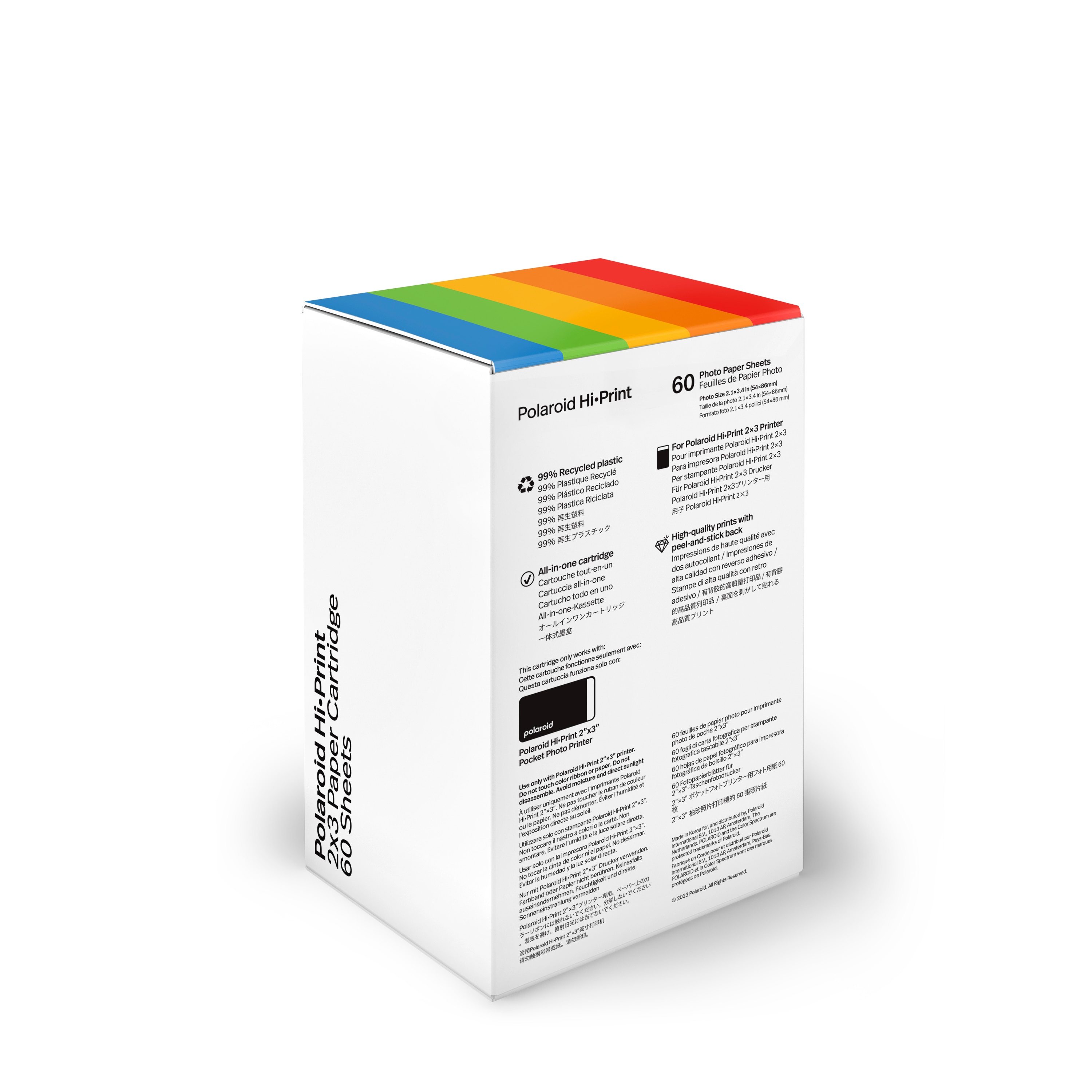 Papel fotográfico adhesivo Polaroid Hi-Print 2x3, 60 hojas Blanco-2